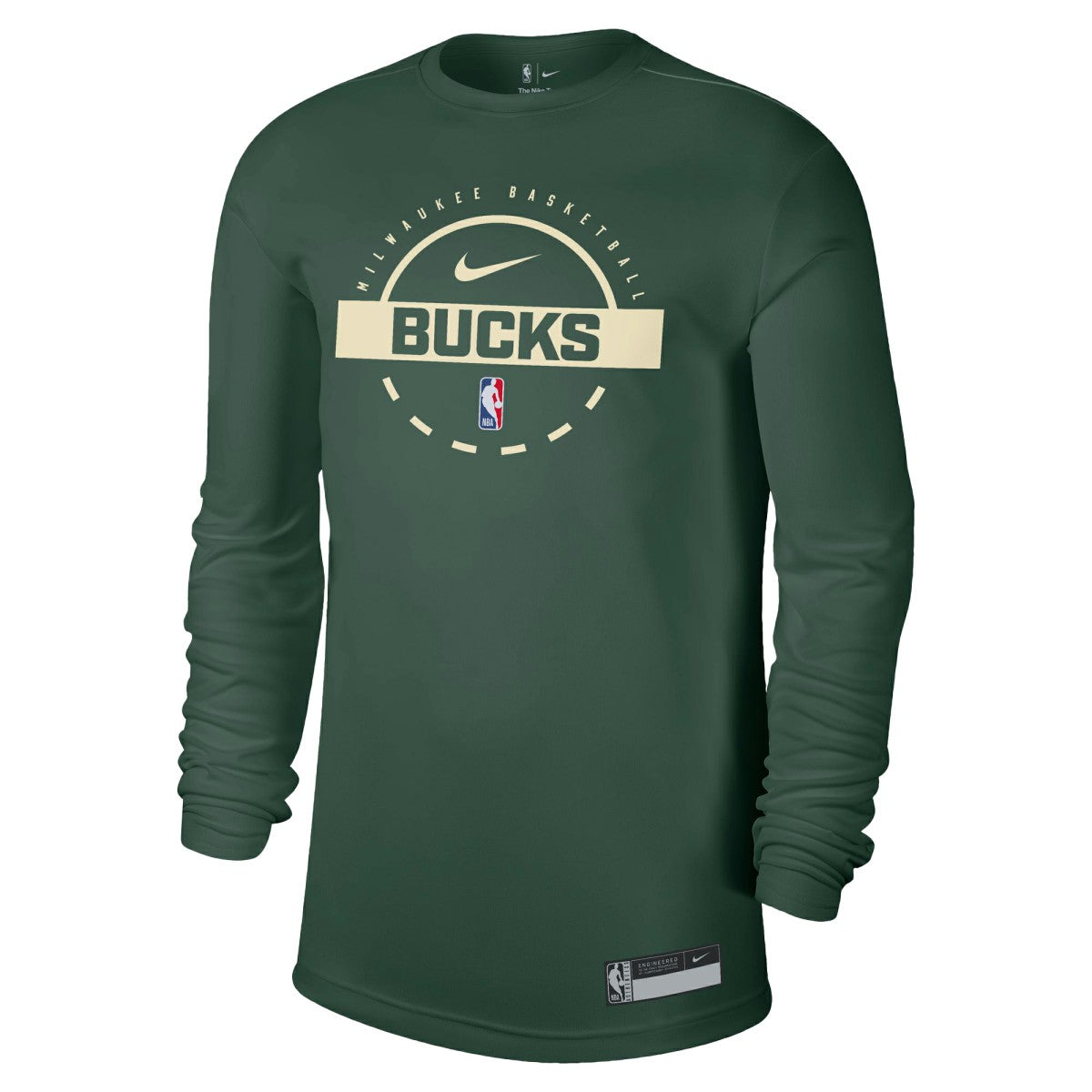 NBA Milwaukee Bucks 2025/26 On-Court Flare Dri-FIT Practice Long Sleeve Tri-Blend T-Shirt
