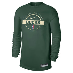 NBA Milwaukee Bucks 2025/26 On-Court Flare Dri-FIT Practice Long Sleeve Tri-Blend T-Shirt