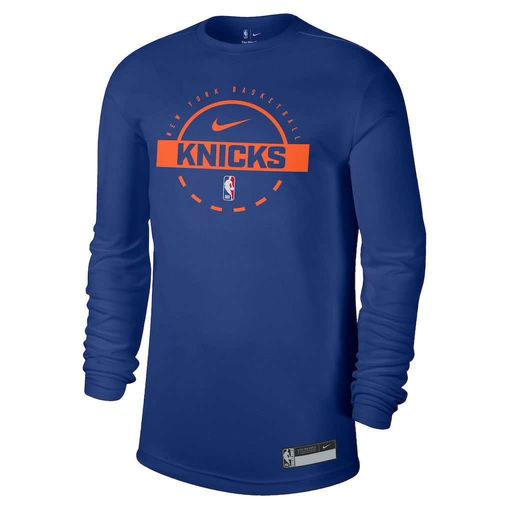 NBA New York Knicks 2025/26 On-Court Flare Dri-FIT Practice Long Sleeve Tri-Blend T-Shirt