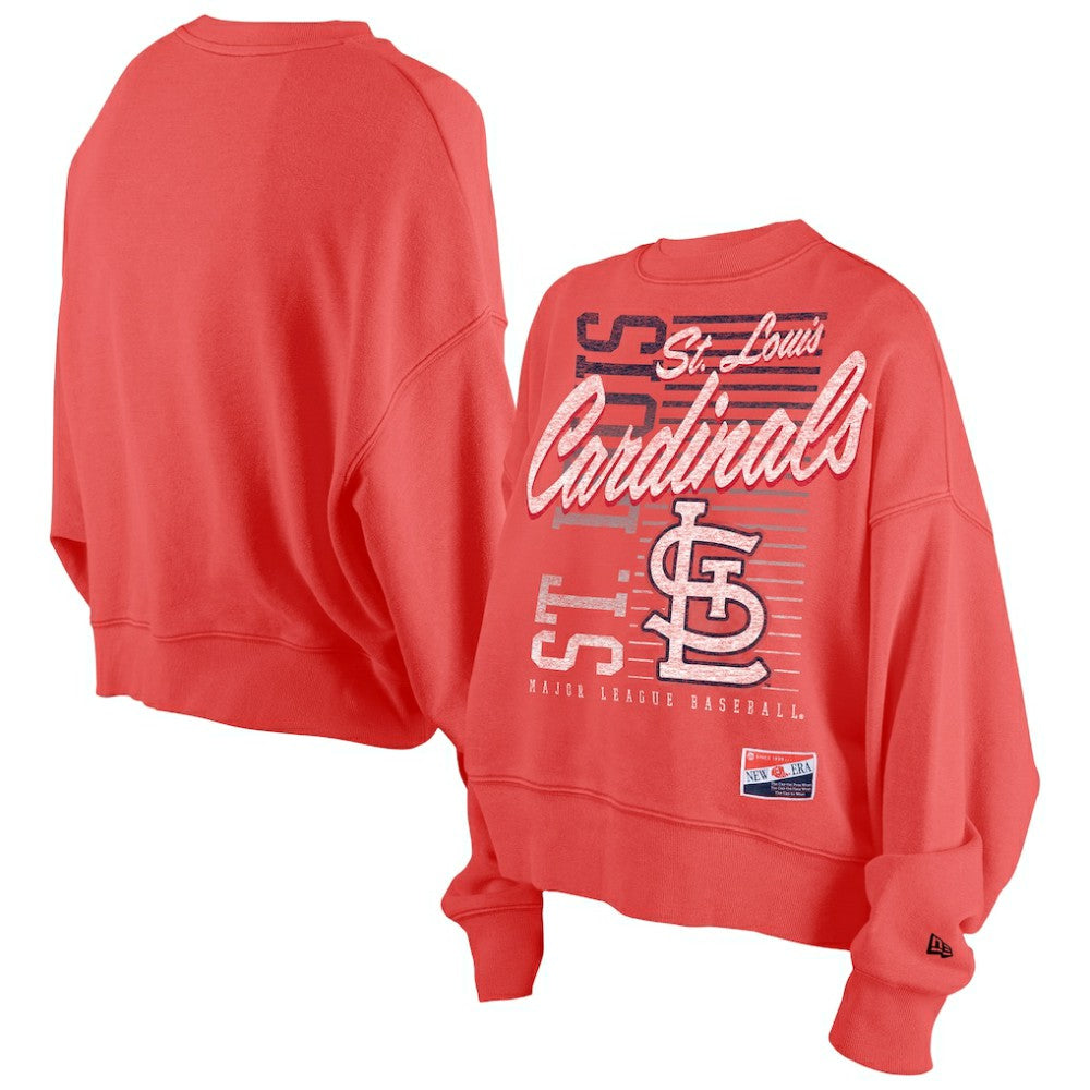 MLB St. Louis Cardinals New Era Women's Boxy Mineral Wash Dolmen Sleeve Cropped Sweatshirt