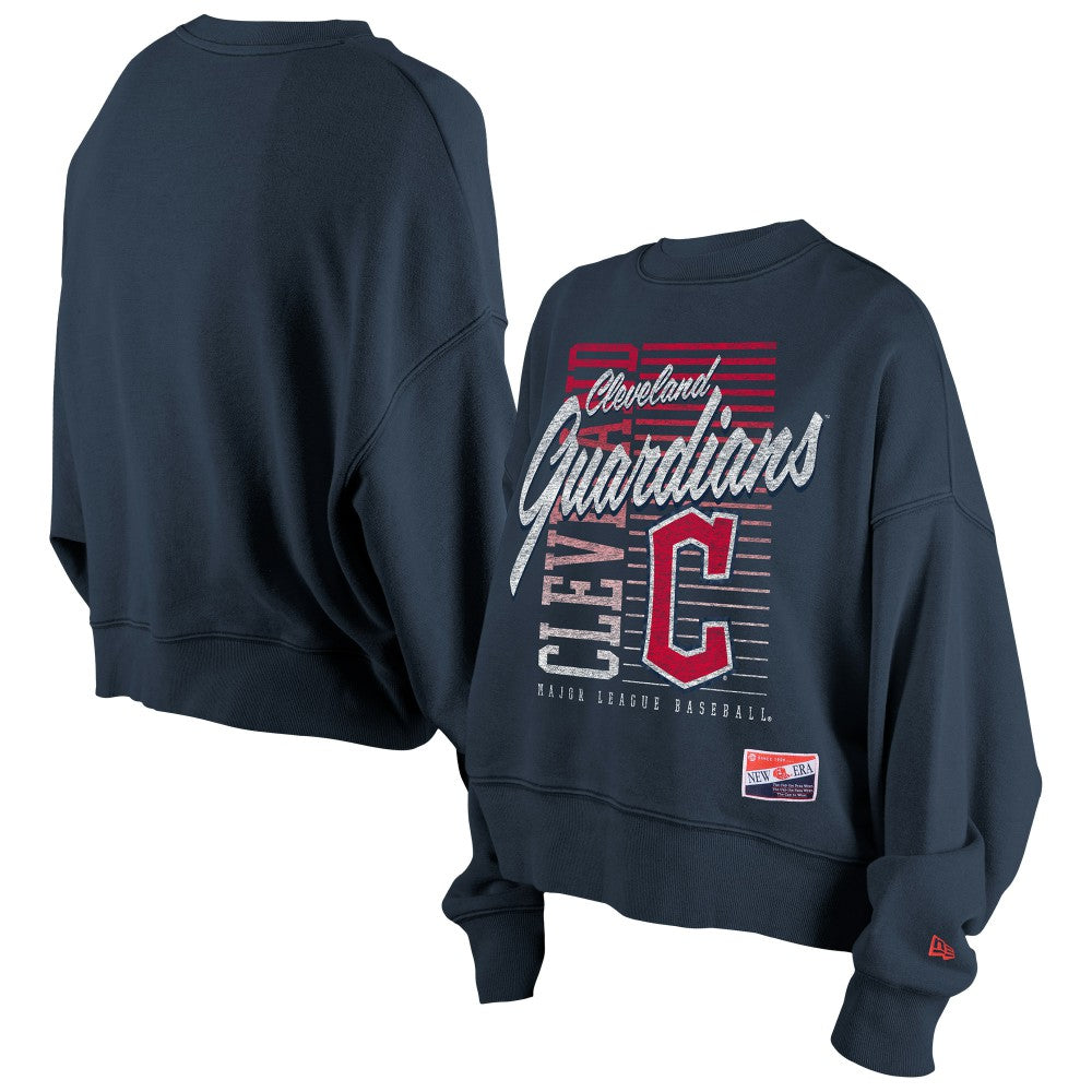 MLB Cleveland Guardians New Era Women's Boxy Mineral Wash Dolmen Sleeve Cropped Sweatshirt
