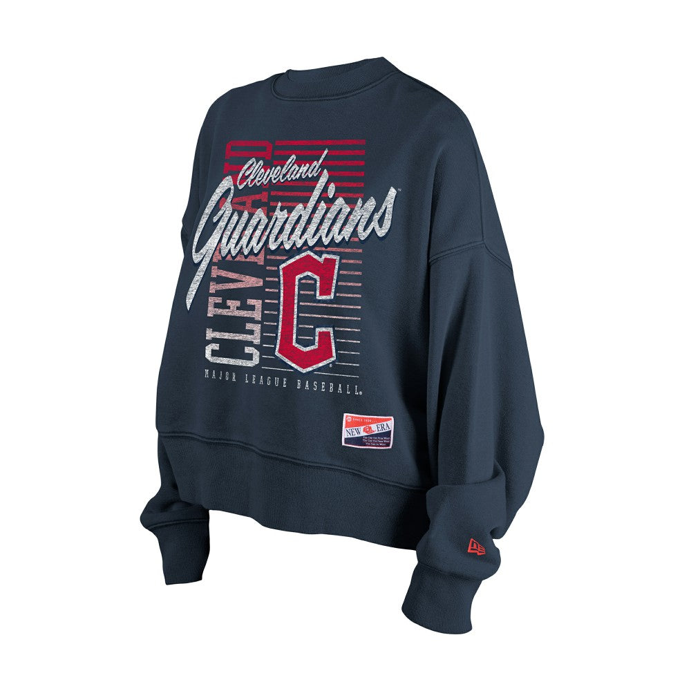 MLB Cleveland Guardians New Era Women's Boxy Mineral Wash Dolmen Sleeve Cropped Sweatshirt