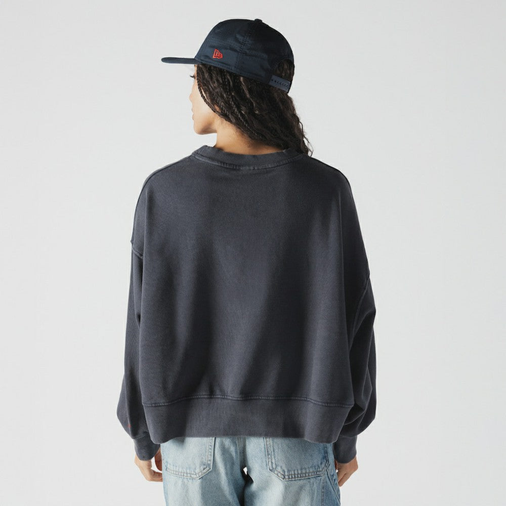 MLB Boston Red Sox New Era Women's Boxy Mineral Wash Dolmen Sleeve Cropped Sweatshirt