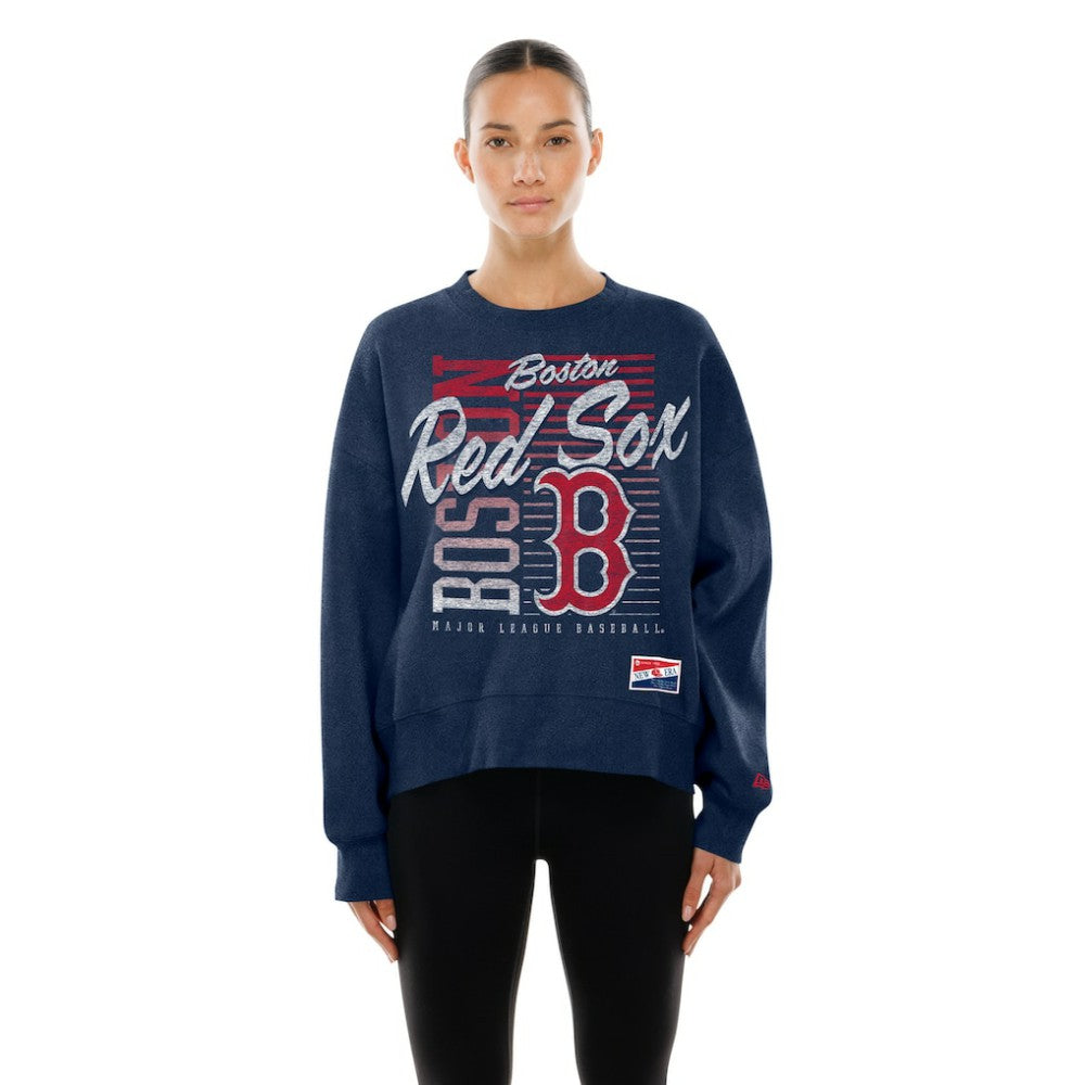 MLB Boston Red Sox New Era Women's Boxy Mineral Wash Dolmen Sleeve Cropped Sweatshirt
