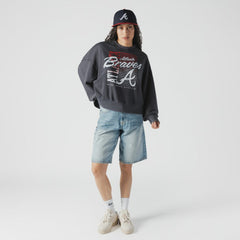 MLB Atlanta Braves New Era Women's Boxy Mineral Wash Dolmen Sleeve Cropped Sweatshirt