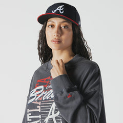MLB Atlanta Braves New Era Women's Boxy Mineral Wash Dolmen Sleeve Cropped Sweatshirt