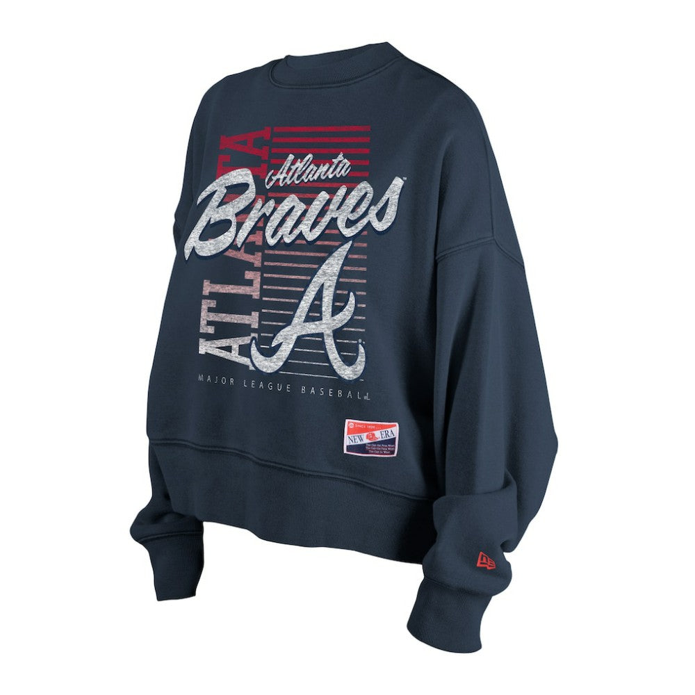 MLB Atlanta Braves New Era Women's Boxy Mineral Wash Dolmen Sleeve Cropped Sweatshirt
