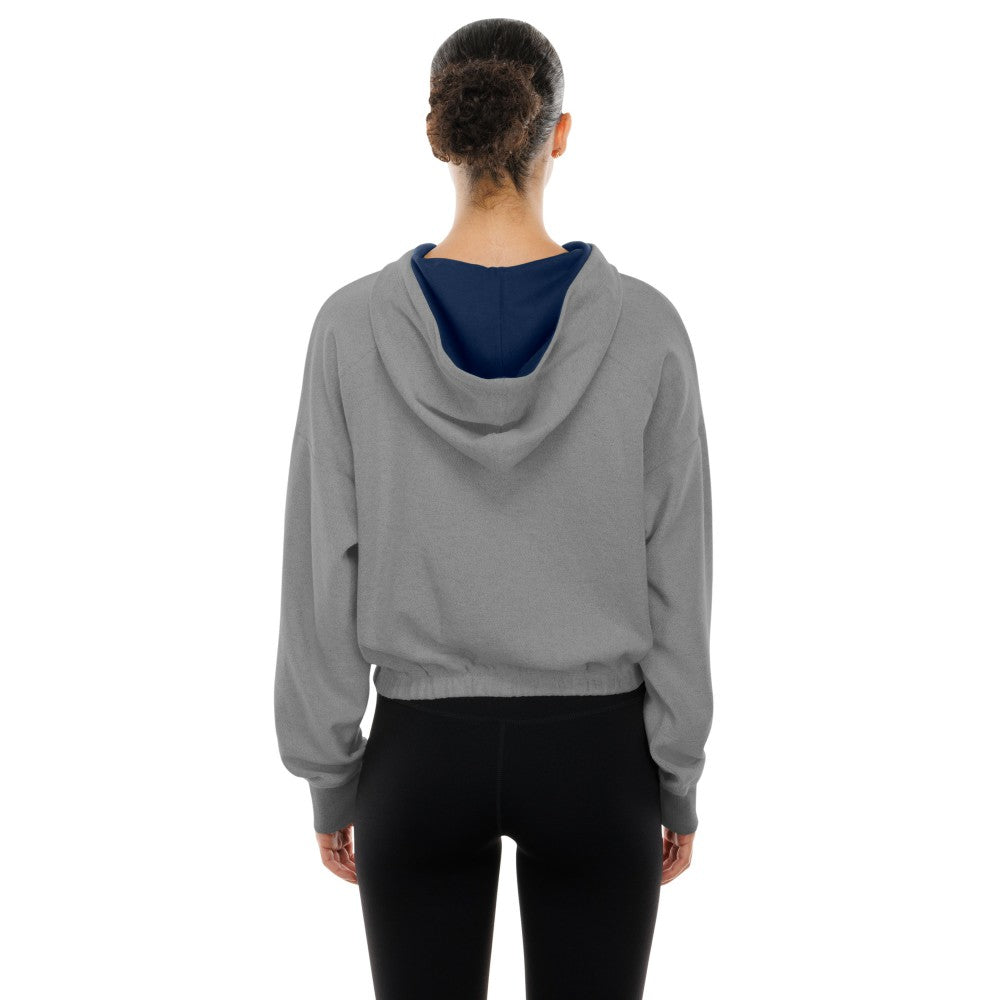 MLB Cleveland Guardians New Era Women's Reversed Out French Terry Quarter-Zip Banded Crop Hoodie