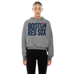 MLB Boston Red Sox New Era Women's Reversed Out French Terry Quarter-Zip Banded Crop Hoodie