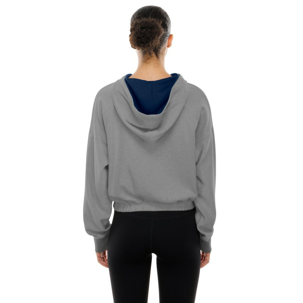 MLB Boston Red Sox New Era Women's Reversed Out French Terry Quarter-Zip Banded Crop Hoodie