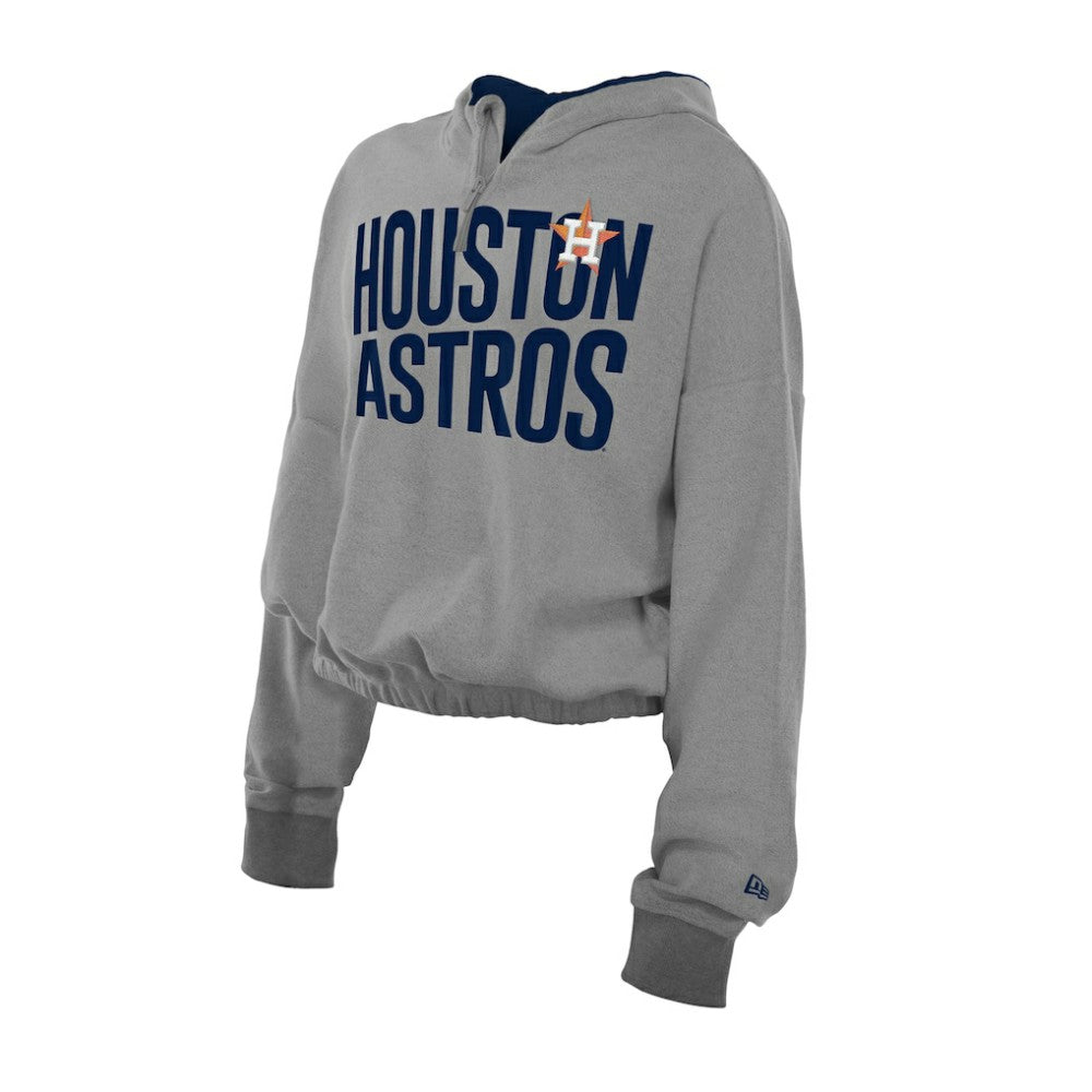MLB Houston Astros New Era Women's Reversed Out French Terry Quarter-Zip Banded Crop Hoodie