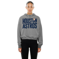 MLB Houston Astros New Era Women's Reversed Out French Terry Quarter-Zip Banded Crop Hoodie
