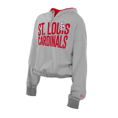 MLB St. Louis Cardinals New Era Women's Reversed Out French Terry Quarter-Zip Banded Crop Hoodie
