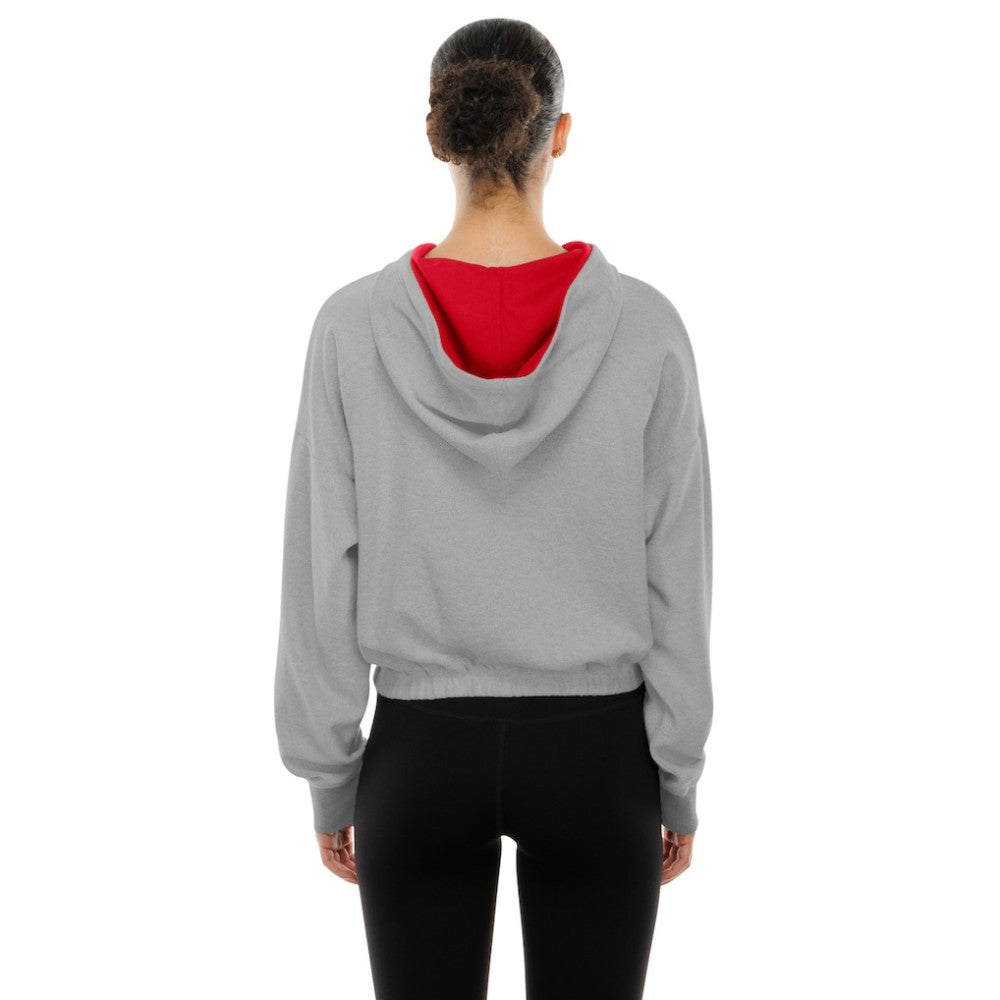 MLB St. Louis Cardinals New Era Women's Reversed Out French Terry Quarter-Zip Banded Crop Hoodie