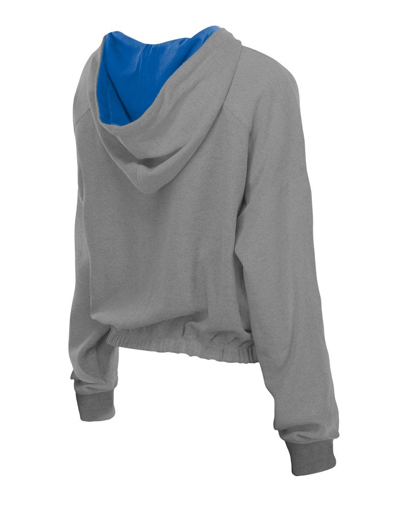 MLB New York Mets New Era Women's Reversed Out French Terry Quarter-Zip Banded Crop Hoodie