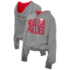 MLB Philadelphia Phillies New Era Women's Reversed Out French Terry Quarter-Zip Banded Crop Hoodie