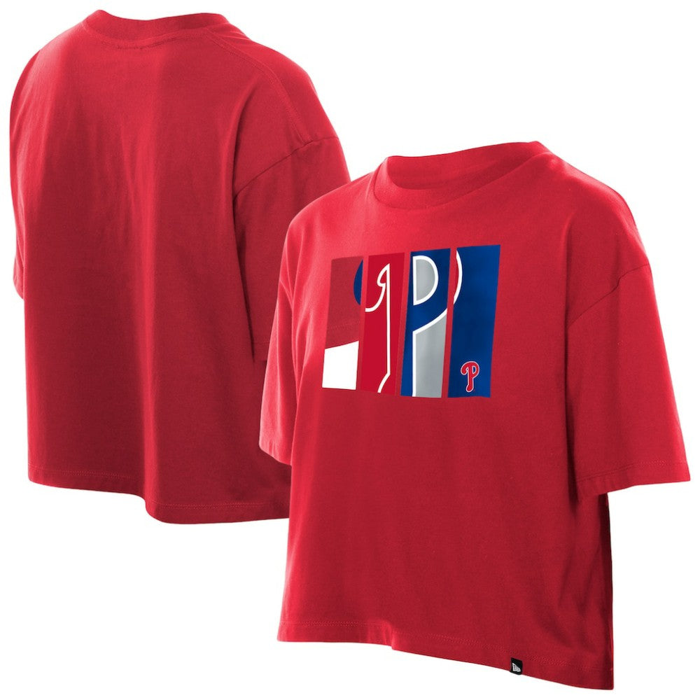 MLB Philadelphia Phillies New Era Women's Boxy Foil Logo T-Shirt