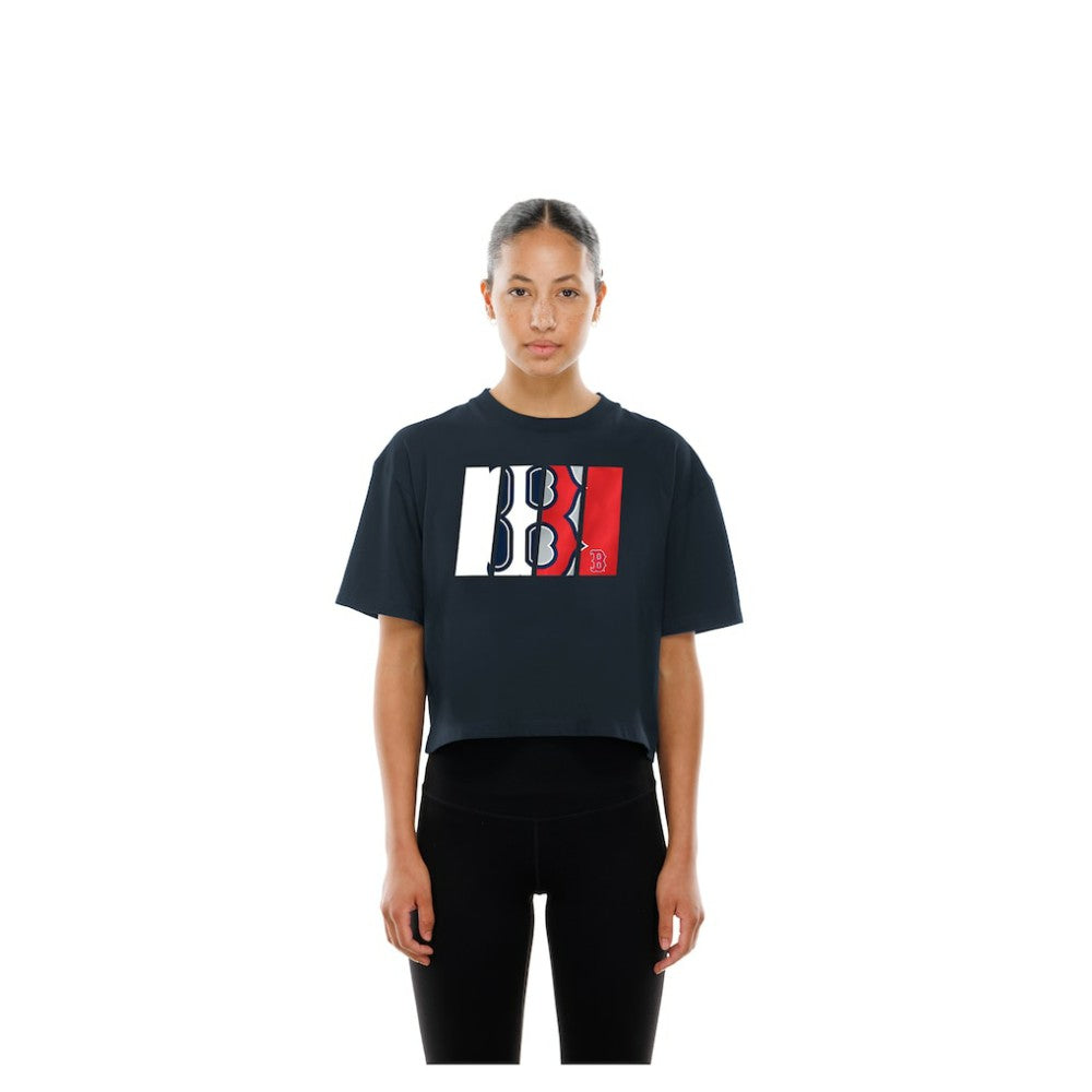 MLB Boston Red Sox New Era Women's Boxy Foil Logo T-Shirt
