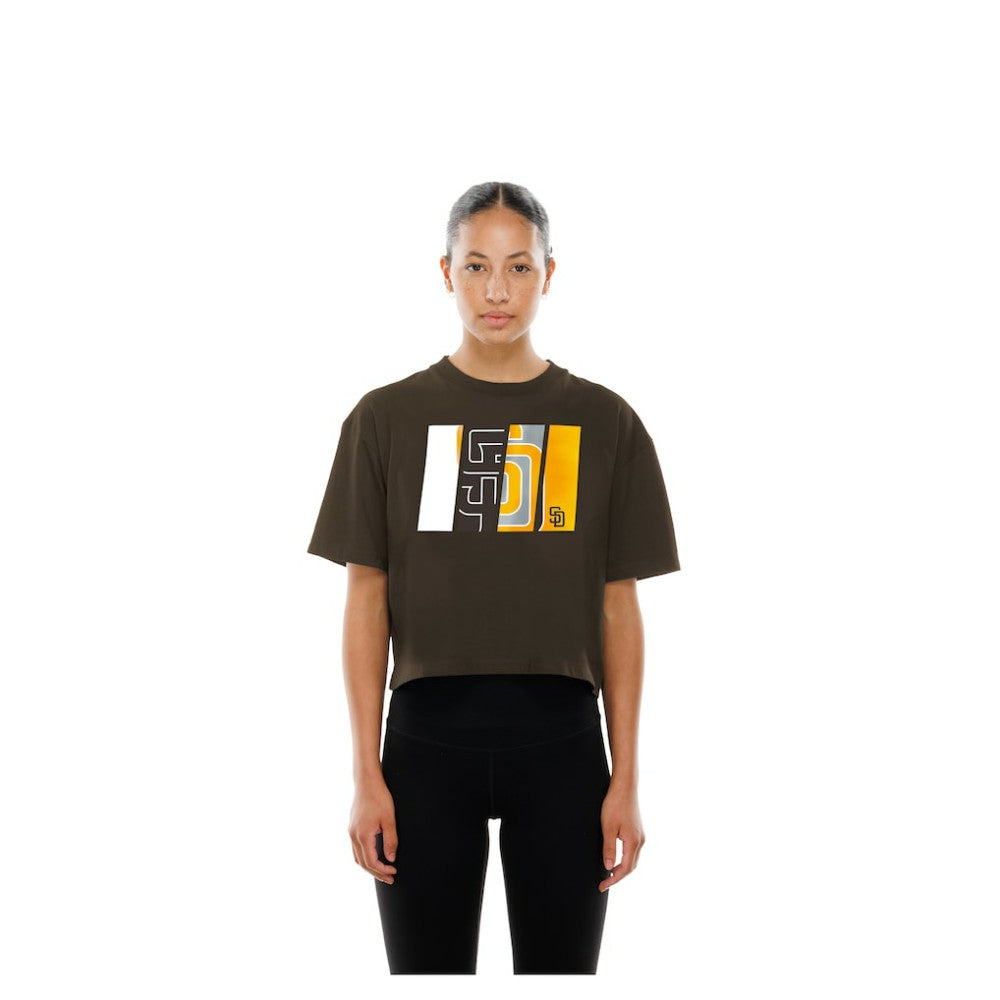 MLB San Diego Padres New Era Women's Boxy Foil Logo T-Shirt