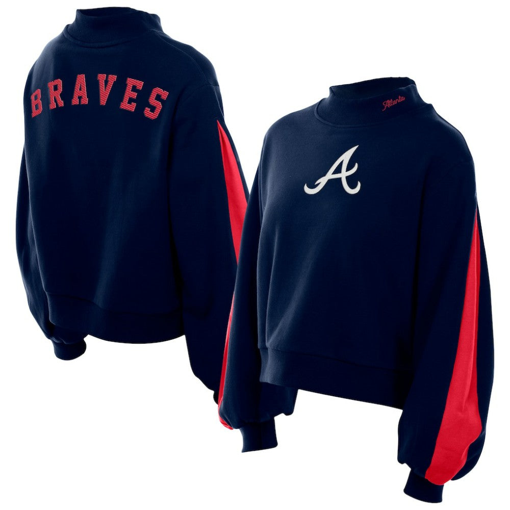 MLB Atlanta Braves New Era Women's Mock Neck Balloon Sleeve Sweatshirt