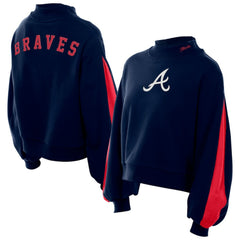 MLB Atlanta Braves New Era Women's Mock Neck Balloon Sleeve Sweatshirt