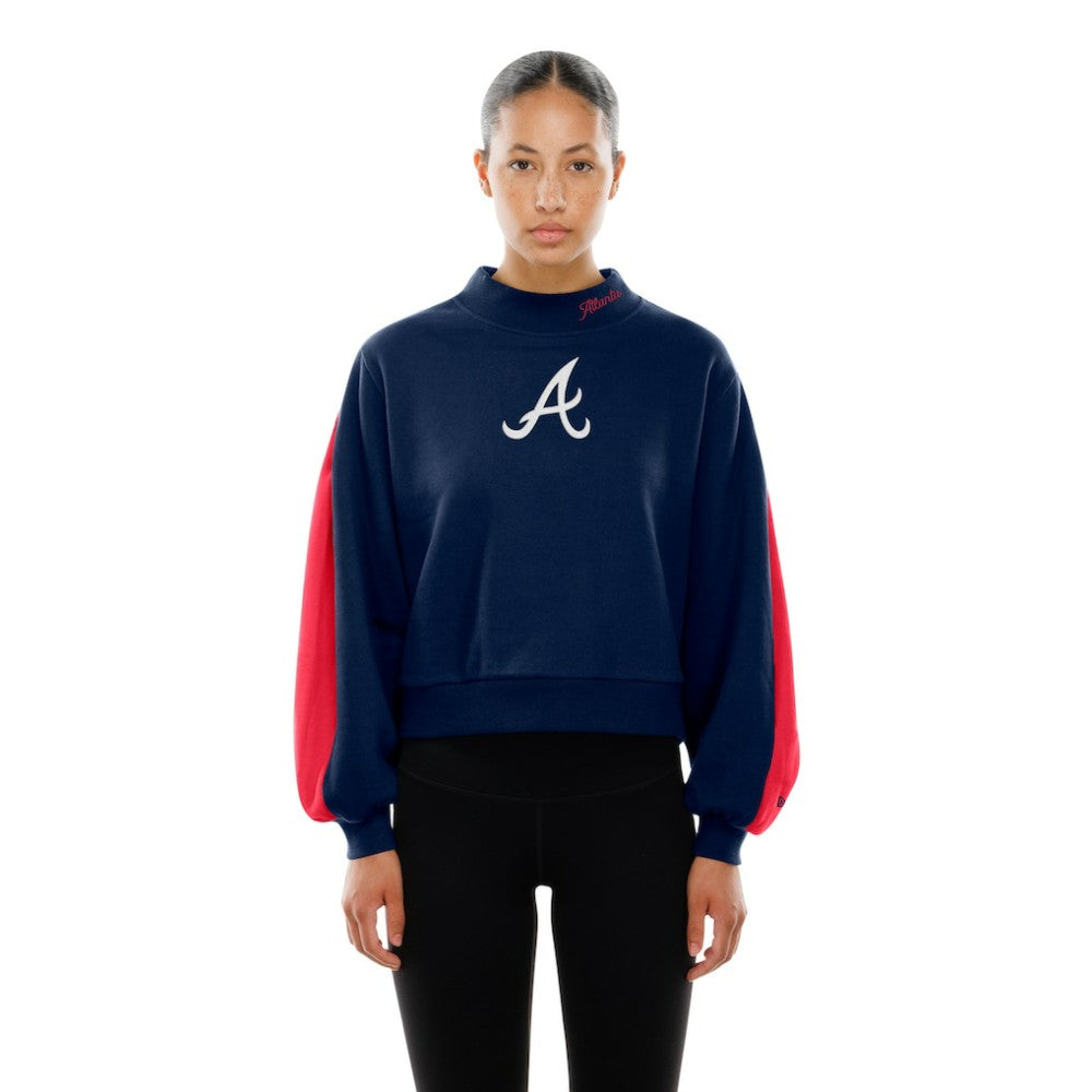 MLB Atlanta Braves New Era Women's Mock Neck Balloon Sleeve Sweatshirt