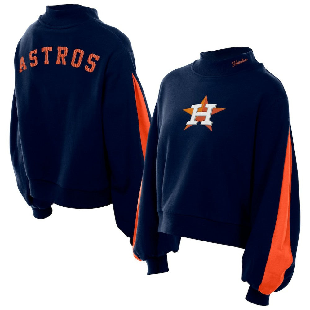 MLB Houston Astros New Era Women's Mock Neck Balloon Sleeve Sweatshirt