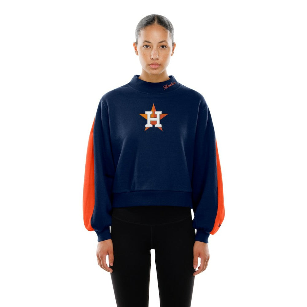 MLB Houston Astros New Era Women's Mock Neck Balloon Sleeve Sweatshirt