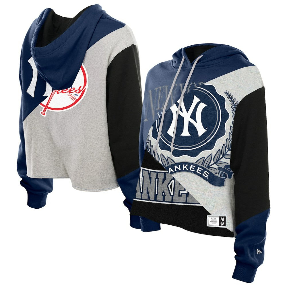MLB New York Yankees New Era Women's Upcycled Color Block Cropped Boxy Hoodie