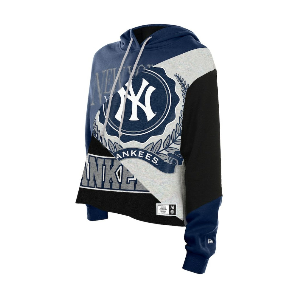 MLB New York Yankees New Era Women's Upcycled Color Block Cropped Boxy Hoodie