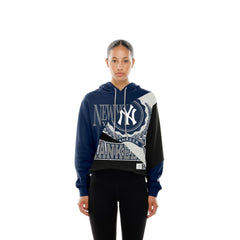 MLB New York Yankees New Era Women's Upcycled Color Block Cropped Boxy Hoodie