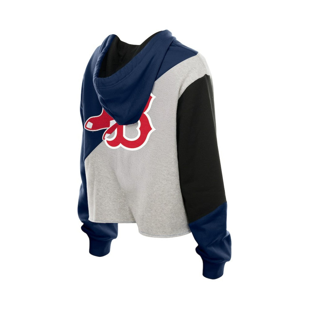 MLB Boston Red Sox New Era Women's Upcycled Color Block Cropped Boxy Hoodie