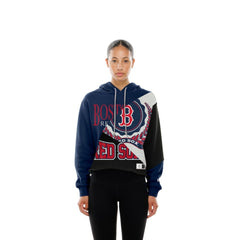 MLB Boston Red Sox New Era Women's Upcycled Color Block Cropped Boxy Hoodie