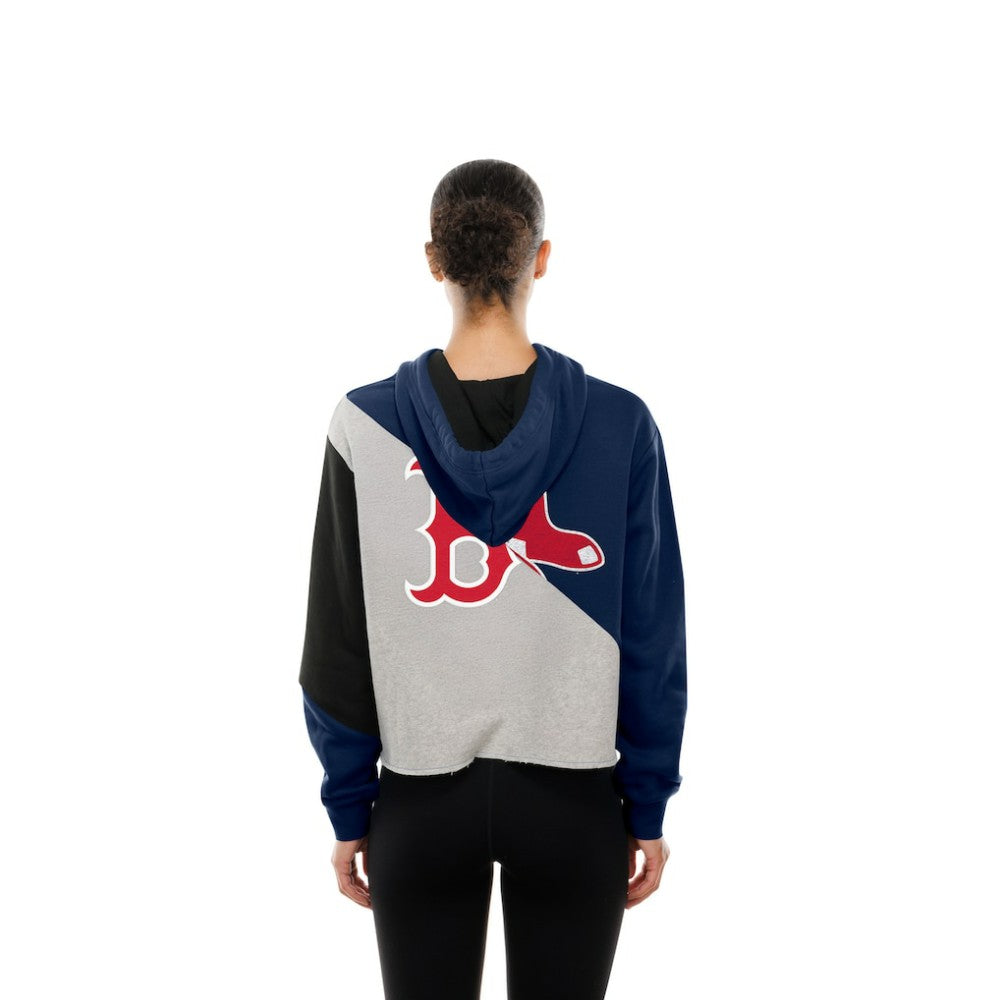 MLB Boston Red Sox New Era Women's Upcycled Color Block Cropped Boxy Hoodie