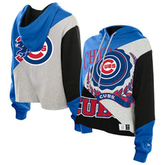 MLB Chicago Cubs New Era Women's Upcycled Color Block Cropped Boxy Hoodie