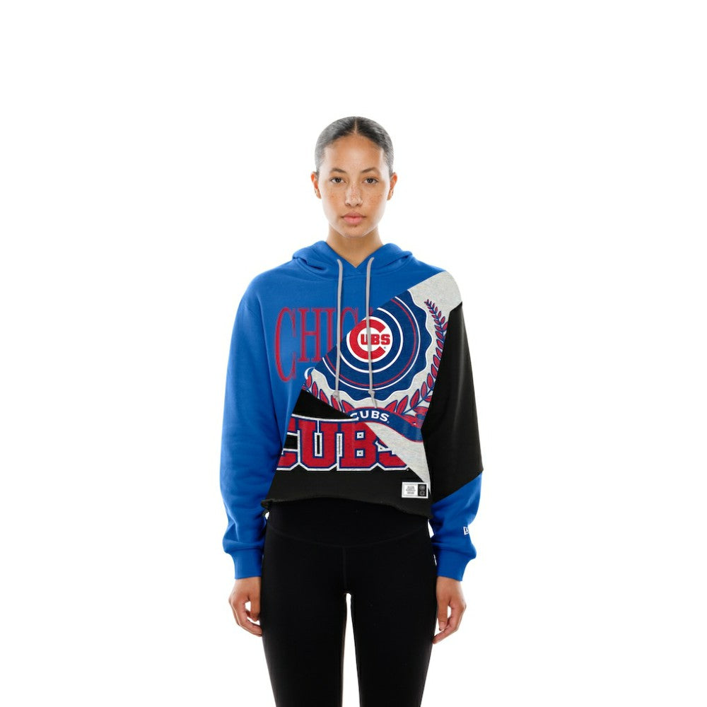 MLB Chicago Cubs New Era Women's Upcycled Color Block Cropped Boxy Hoodie