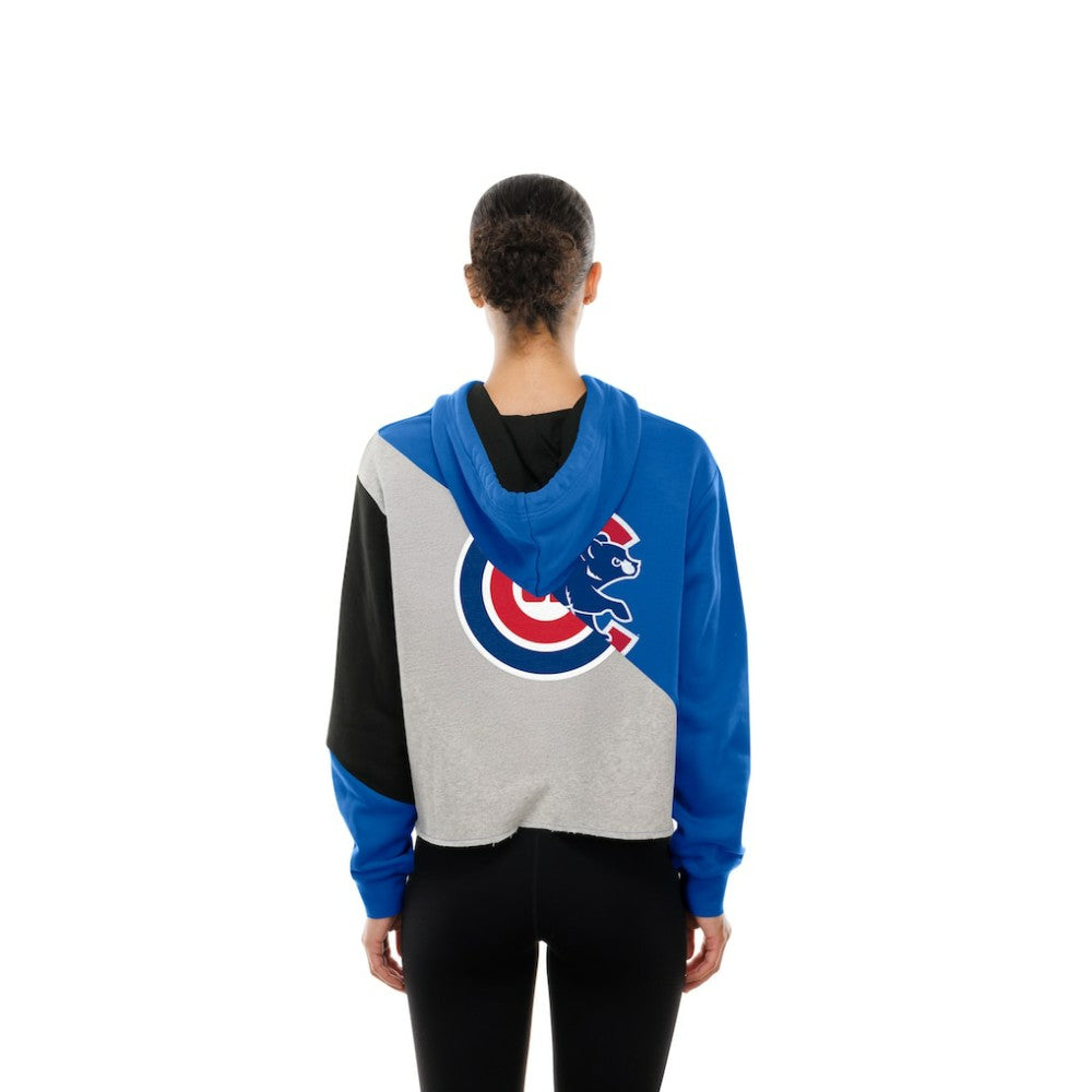 MLB Chicago Cubs New Era Women's Upcycled Color Block Cropped Boxy Hoodie