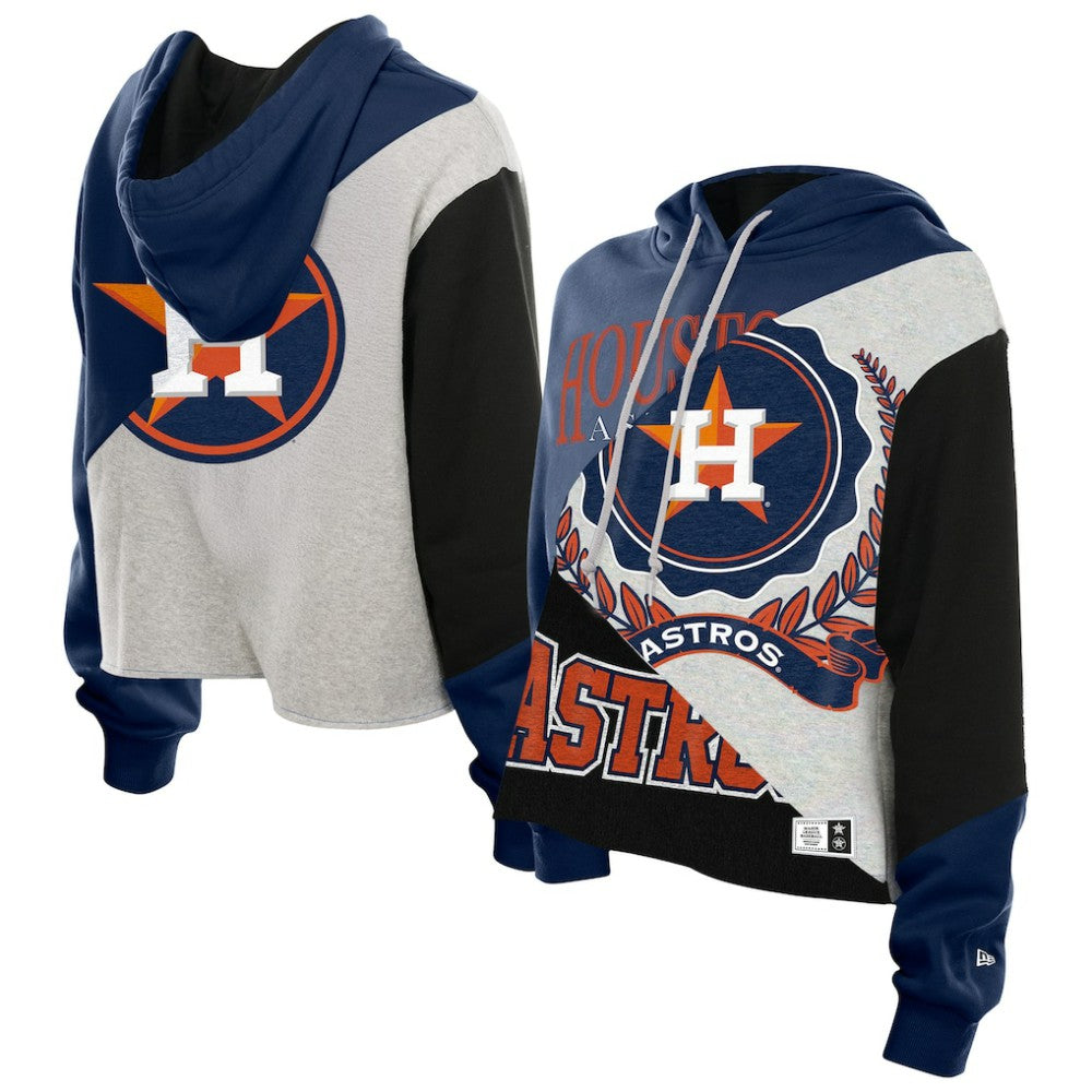 MLB Houston Astros New Era Women's Upcycled Color Block Cropped Boxy Hoodie