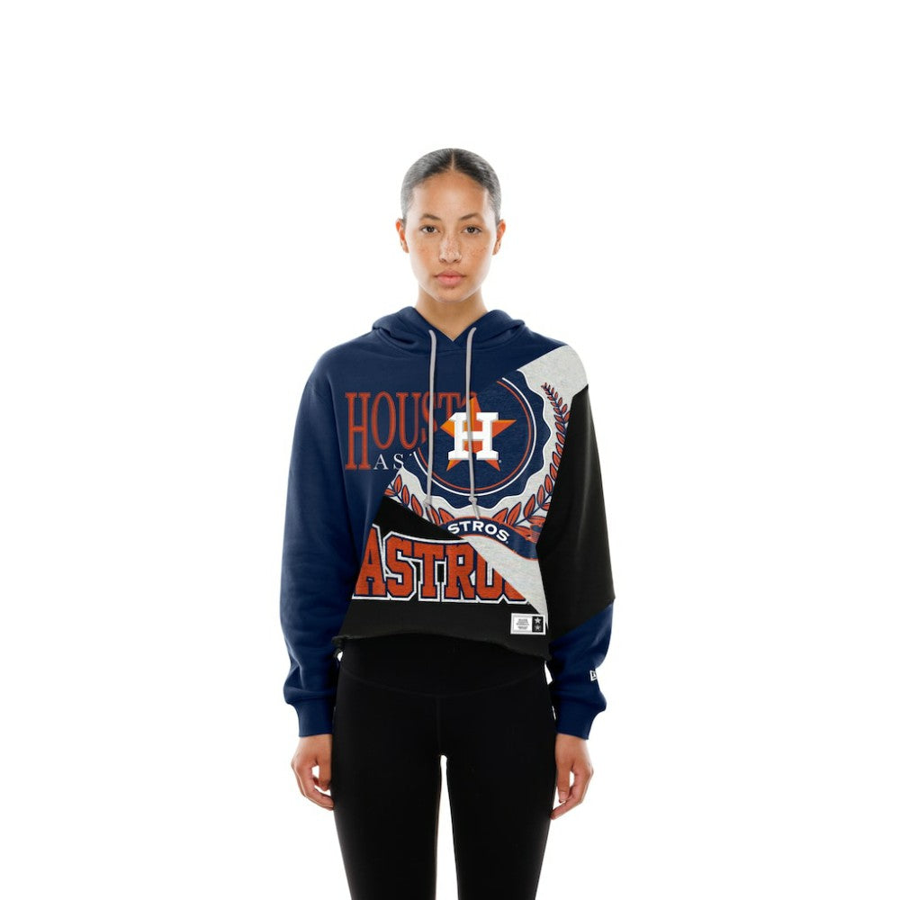 MLB Houston Astros New Era Women's Upcycled Color Block Cropped Boxy Hoodie