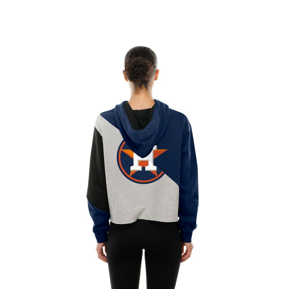 MLB Houston Astros New Era Women's Upcycled Color Block Cropped Boxy Hoodie