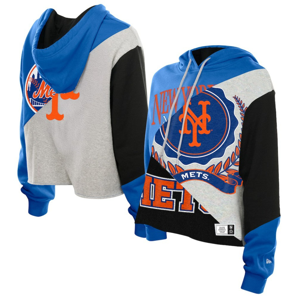 MLB New York Mets New Era Women's Upcycled Color Block Cropped Boxy Hoodie