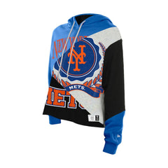 MLB New York Mets New Era Women's Upcycled Color Block Cropped Boxy Hoodie