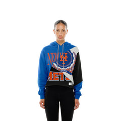 MLB New York Mets New Era Women's Upcycled Color Block Cropped Boxy Hoodie