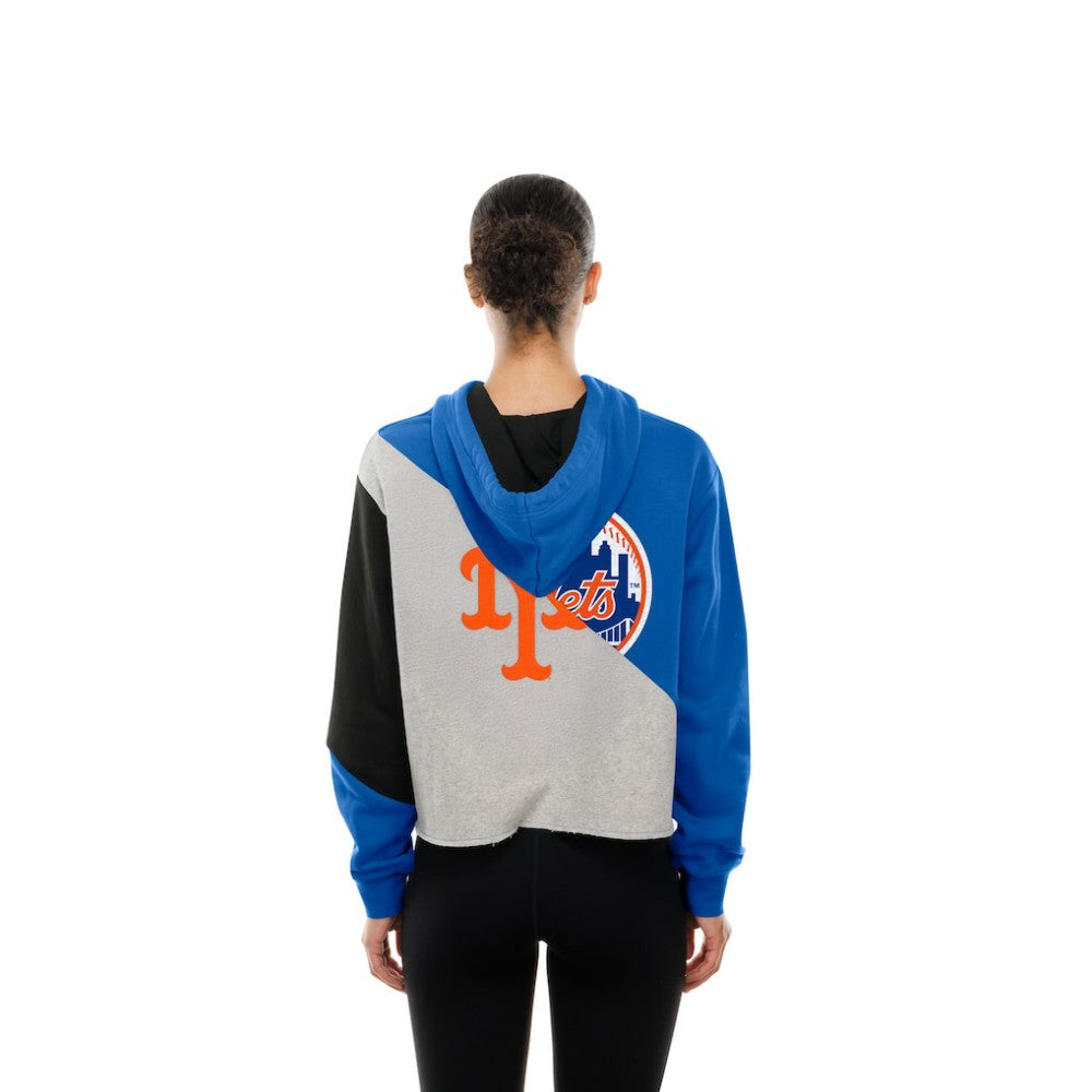 MLB New York Mets New Era Women's Upcycled Color Block Cropped Boxy Hoodie