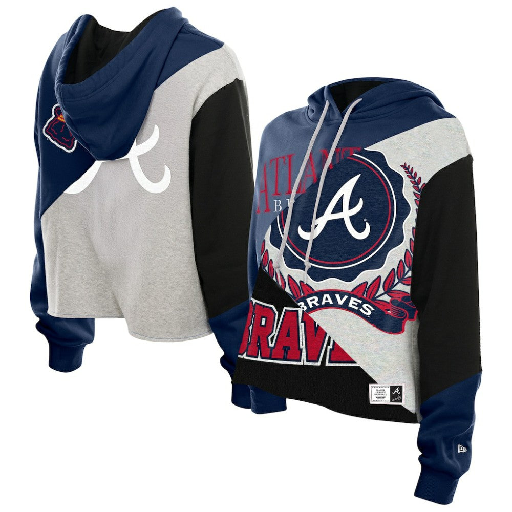 MLB Atlanta Braves New Era Women's Upcycled Color Block Cropped Boxy Hoodie