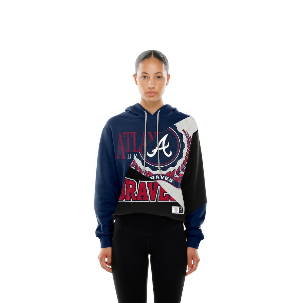 MLB Atlanta Braves New Era Women's Upcycled Color Block Cropped Boxy Hoodie
