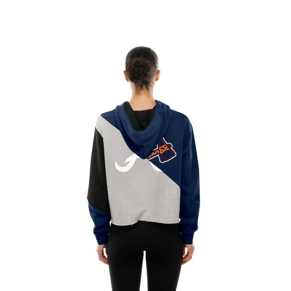 MLB Atlanta Braves New Era Women's Upcycled Color Block Cropped Boxy Hoodie
