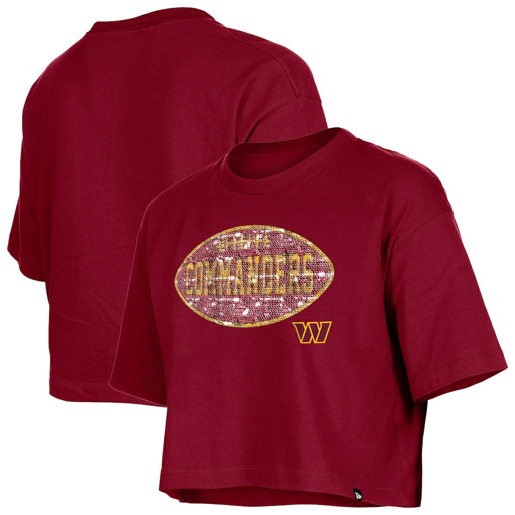 Girl's Flip Sequin Boxy T-Shirt - Washington Commanders