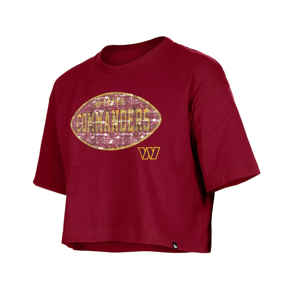 Girl's Flip Sequin Boxy T-Shirt - Washington Commanders