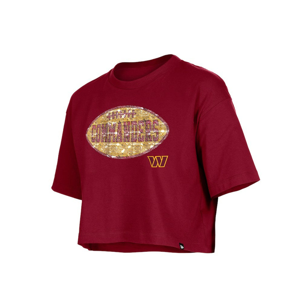 Girl's Flip Sequin Boxy T-Shirt - Washington Commanders
